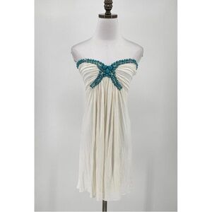 Sky Brand Teal Beaded Trim Minj Dress- L